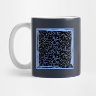 Abstraction with doodles in blue frame Mug